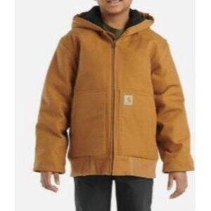 Carhartt Canvas Insulated Hooded Quilted Active Jacket Brown OJ8545-B Youth XL